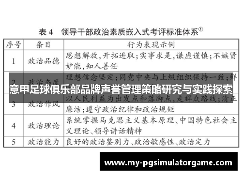 意甲足球俱乐部品牌声誉管理策略研究与实践探索