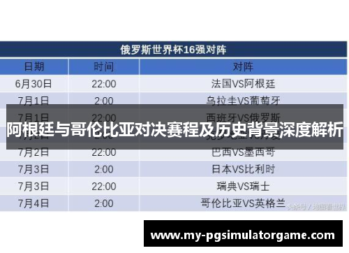 阿根廷与哥伦比亚对决赛程及历史背景深度解析 阿根廷与哥伦比亚对决赛程及历史背景深度解析